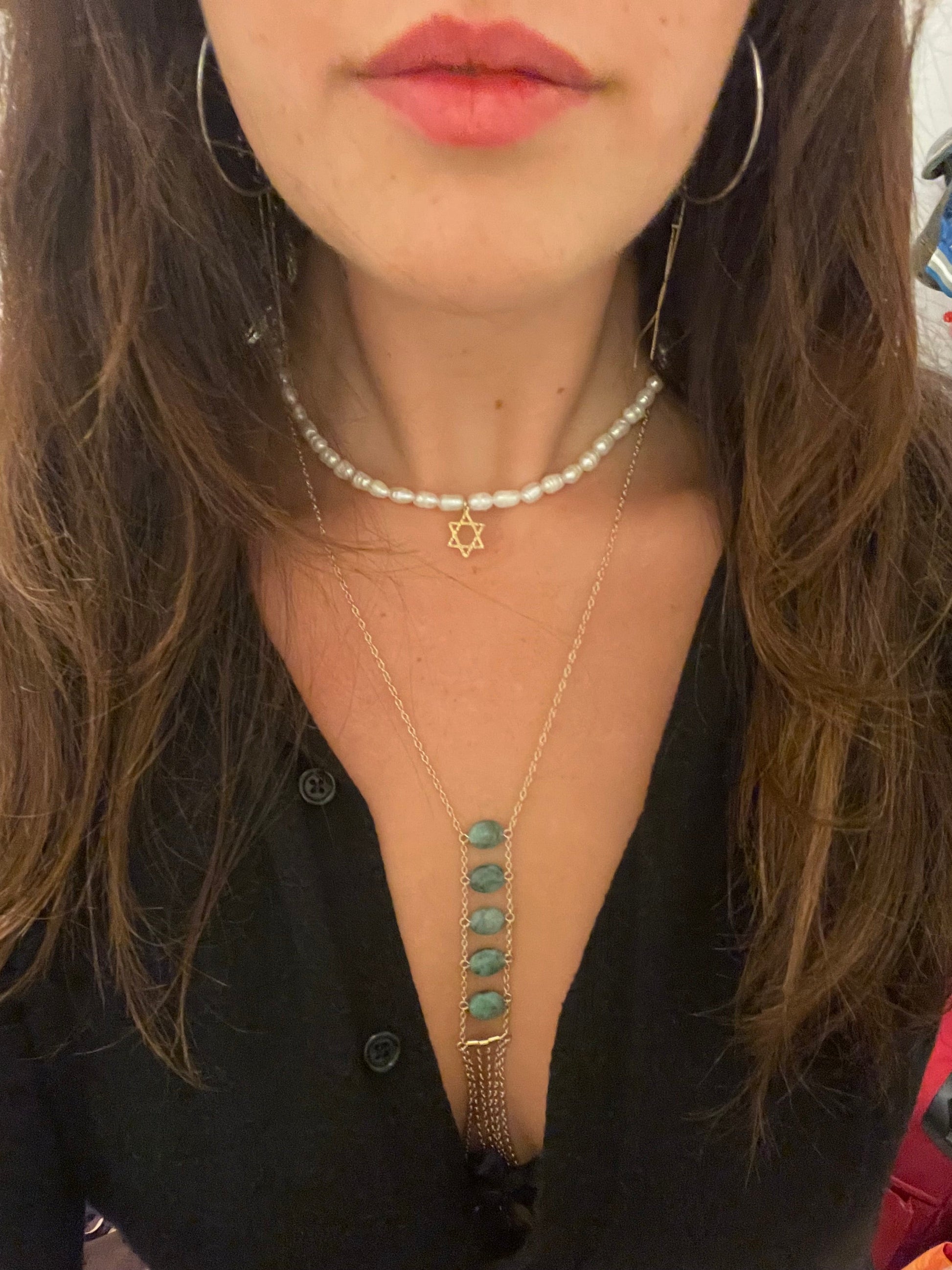 star of david pearl necklace