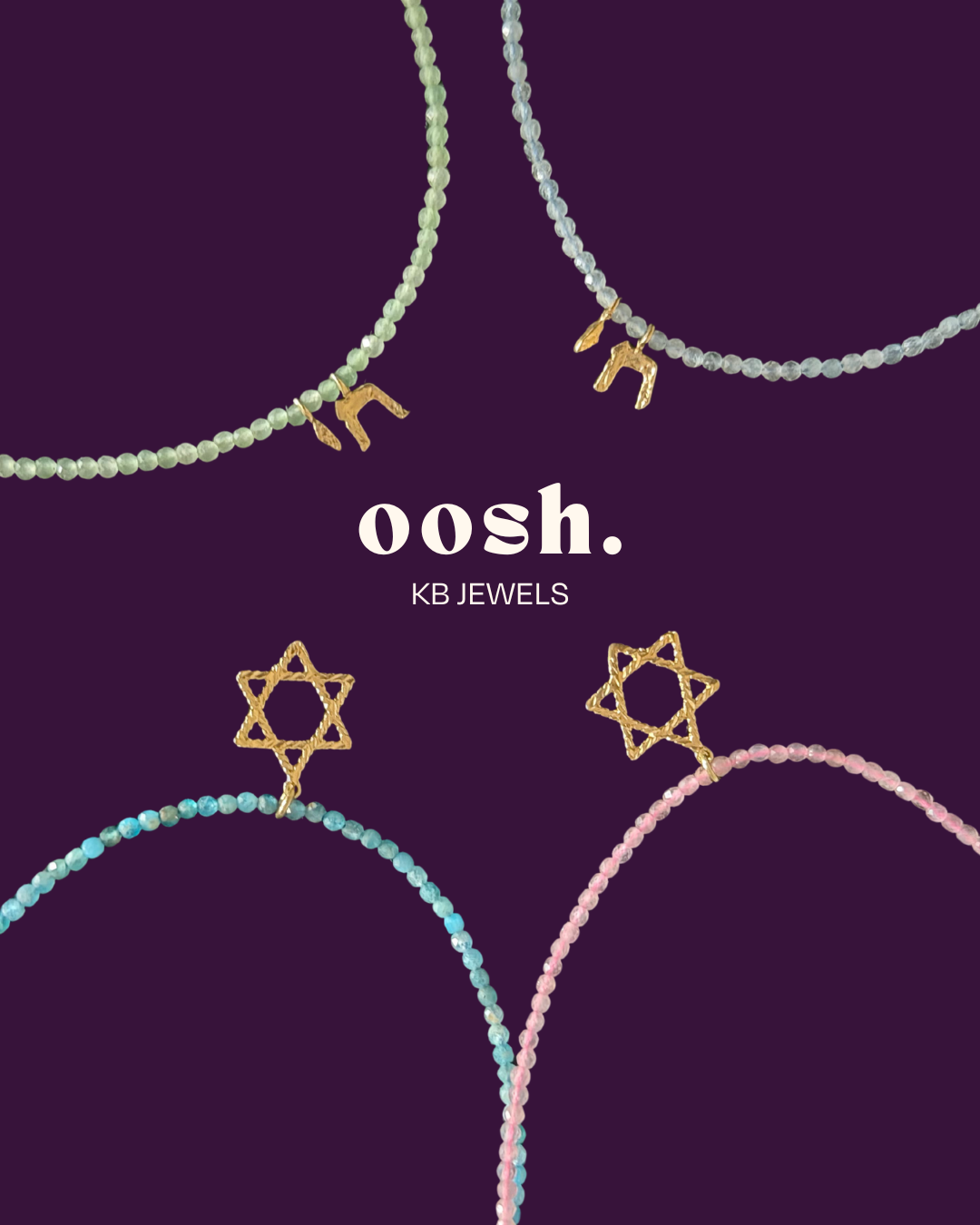 Small Beaded Chai or Jewish Star Necklace